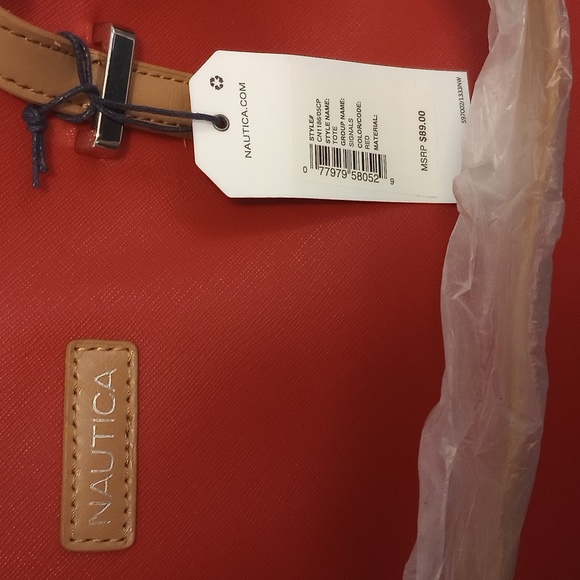 Nautica Red and Tan Tote Bag - Picture 2 of 6